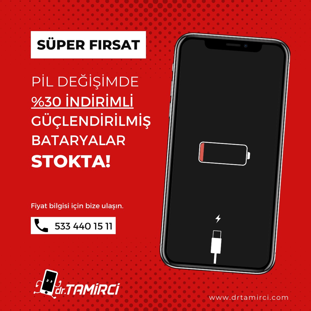 İzmir Telefon Batarya değişiminde %30 indirim